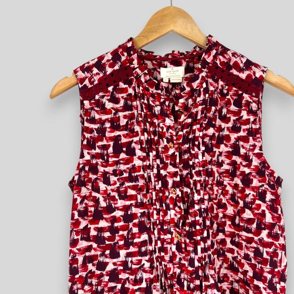Kate Spade Sleeveless Silk Top Red Abstract Blouse Size S NWT - Picture 6 of 6